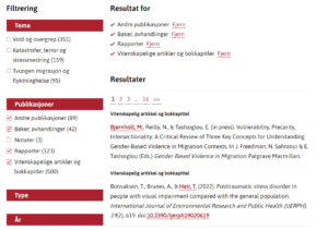 NKVTS CPT browse and filter view of publications